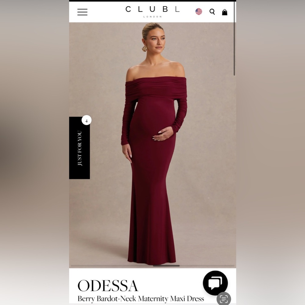 Chic Burgundy Off-Shoulder Maternity Dress - NWT
